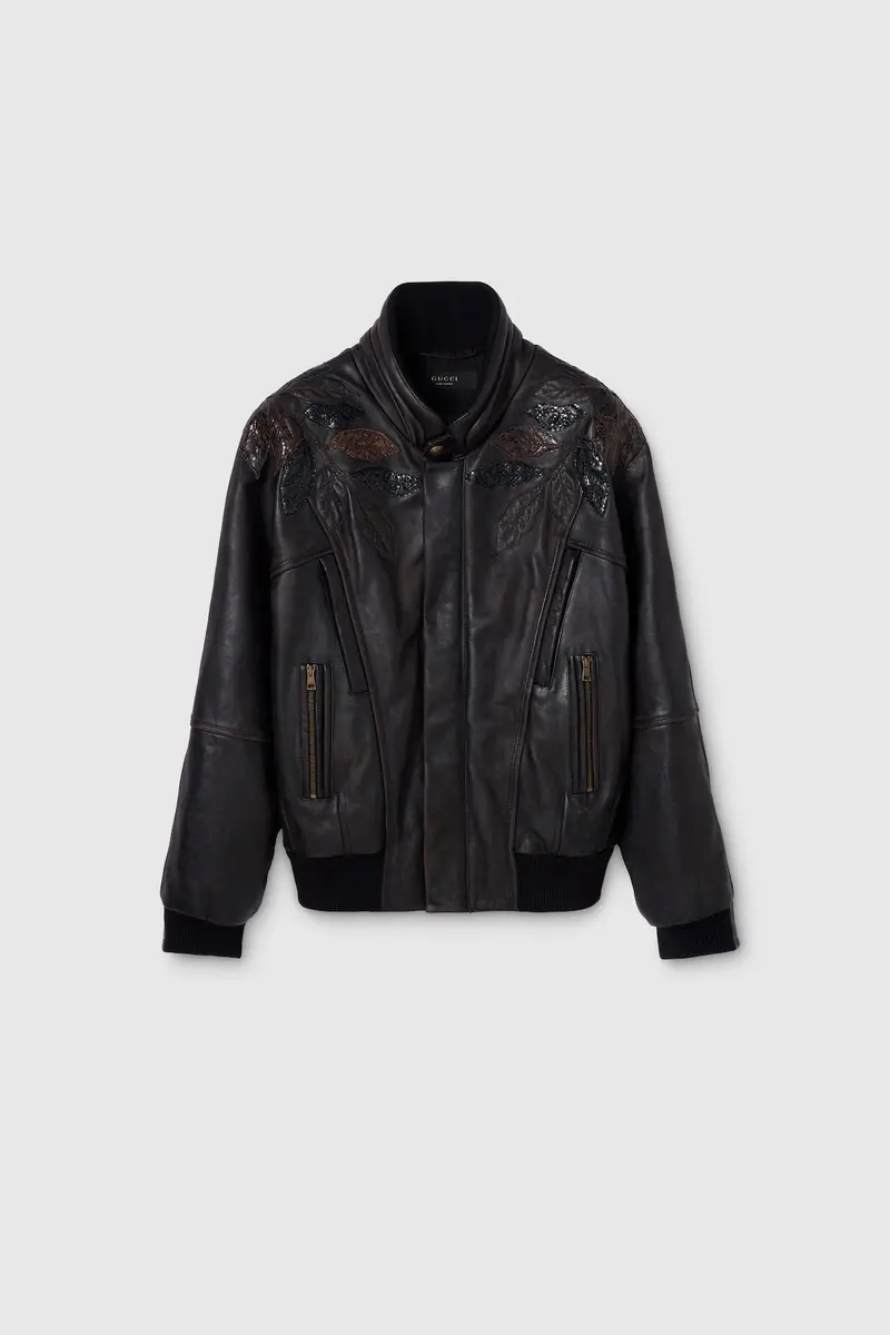 Gucci | Leather With Aged Effect Bomber Jacket
