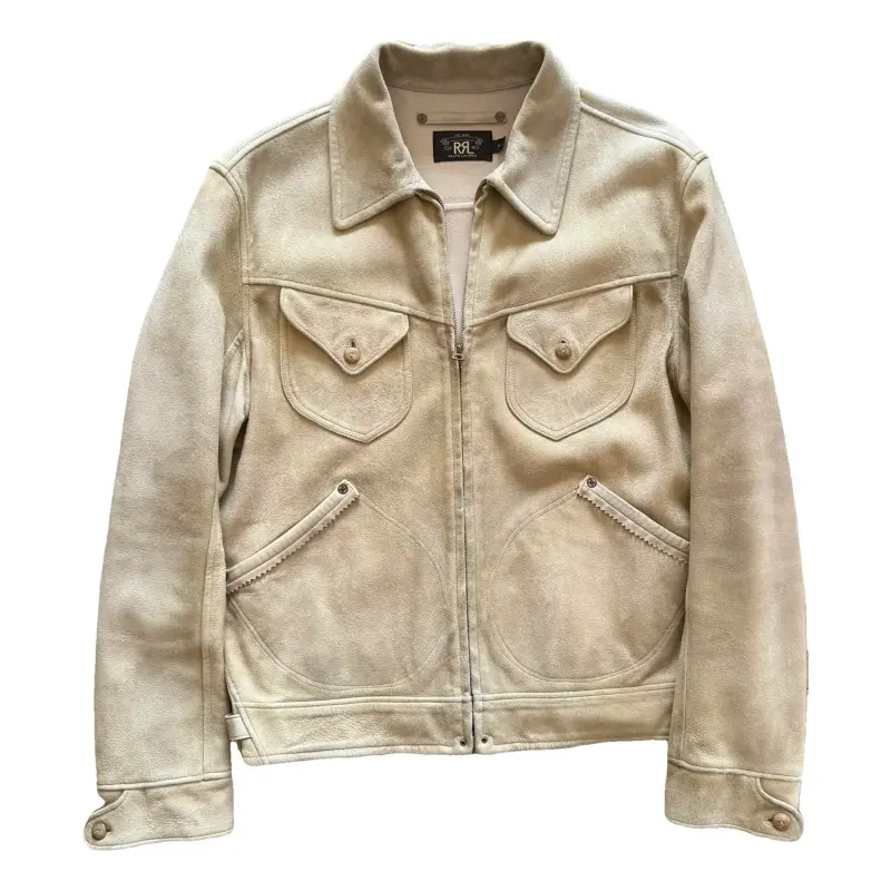 Beige Suede RRL Trucker Jacket