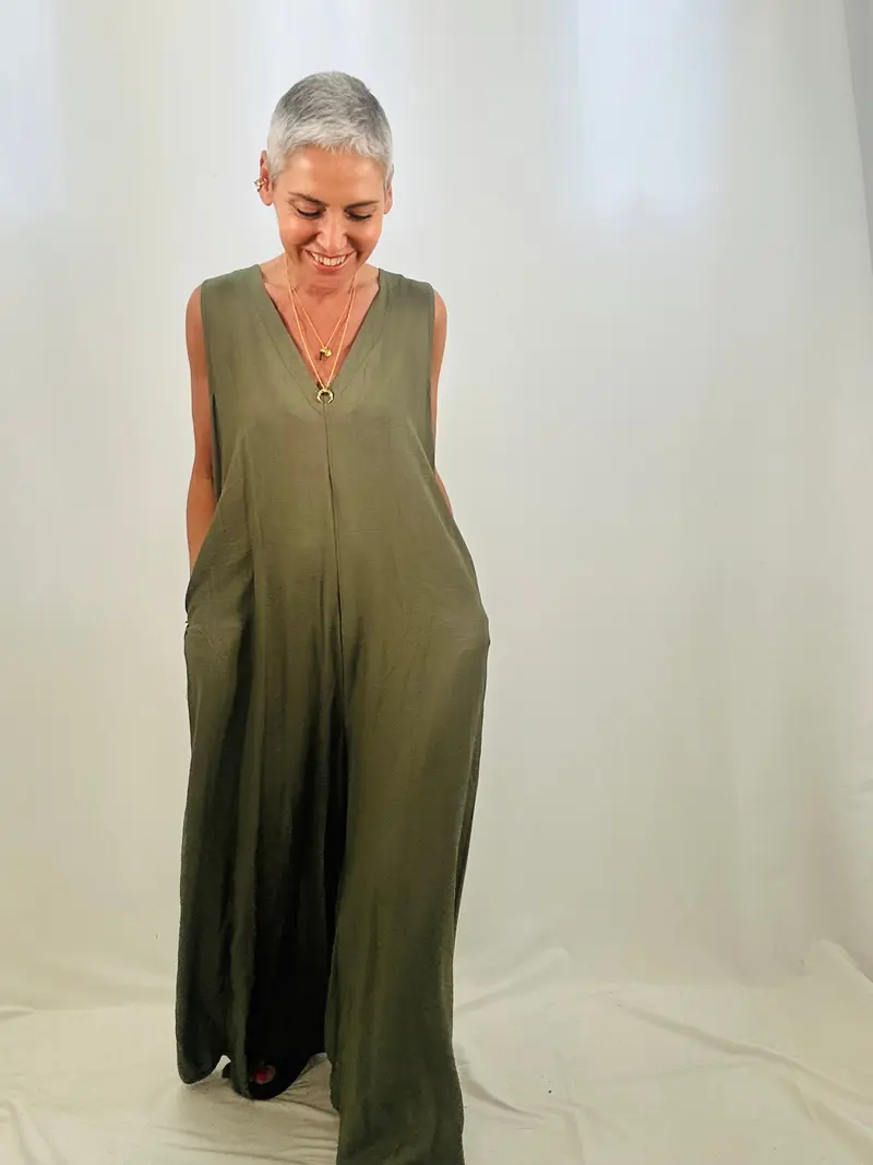 Laverne V neck wide leg jumpsuit