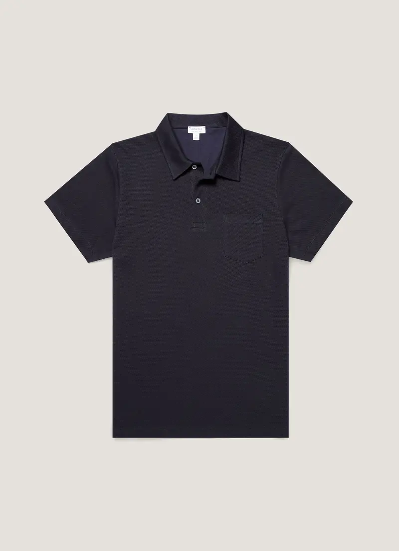 Men's Sea Island Cotton Riviera Polo Shirt in Midnight Navy