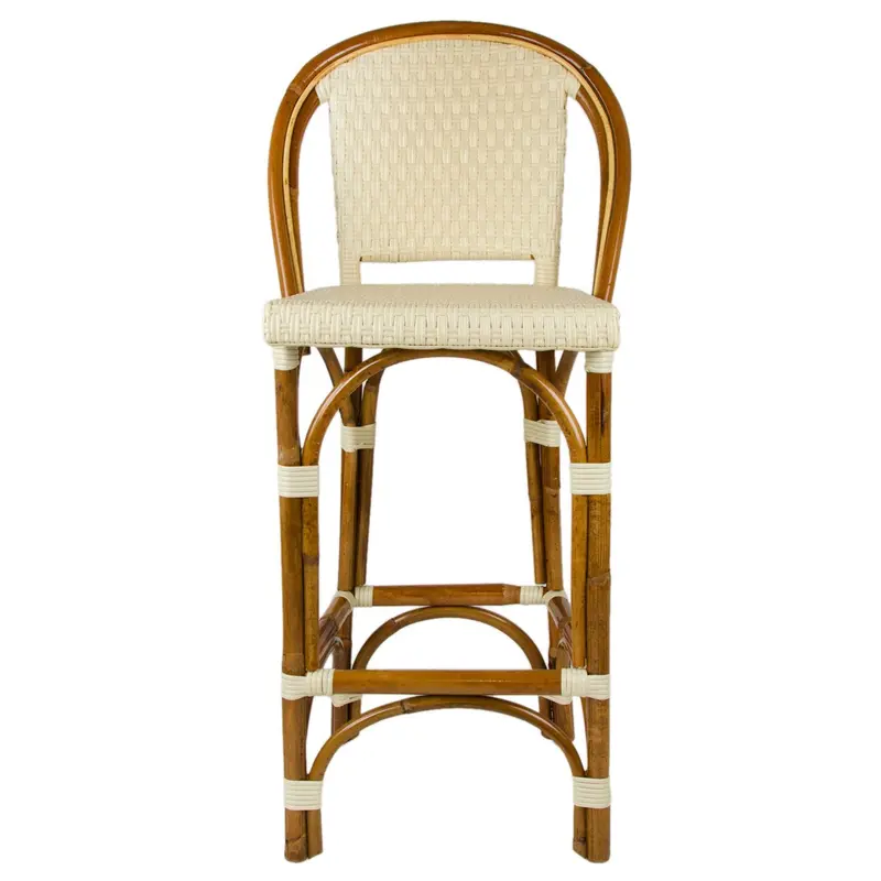 Cream Mediterranean Bistro Stool with Back (29" h. seat) (E)